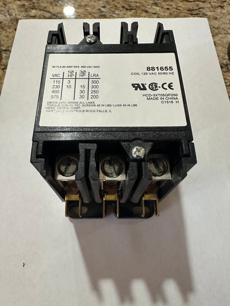 Contactor 120 volt primary 50FLa  65 amp res  @ 600 Vac