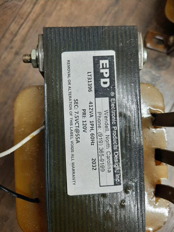 EPD Filament Transformer 7.5 volts @ 55 amps  120 volt primary